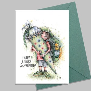 Hurra Endlich Schulkind! Junge | Einschulung Einladung | Junge Einschulung