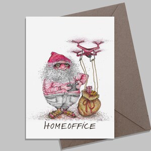 Homeoffice Santa | Weihnachtskarte | Grußkarte A6 mit Umschlag