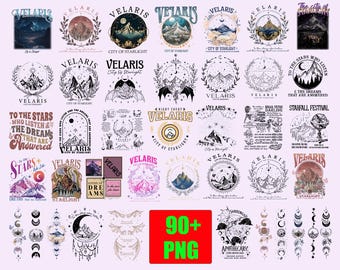 Acotar Velaris Png Bundle, Fourth Wing Png, Velaris City Of Starlight Png, Court of Dreams Png, The Night Court Png, SJM Merch Png, Bookish
