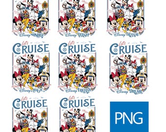 Disney Cruise PNG Bundle, Disney Family Cruise, Mickey Minnie Goofy Donald Pluto, Disney Wish Treasure Magic Fantasy Wonder Destiny ClipArt
