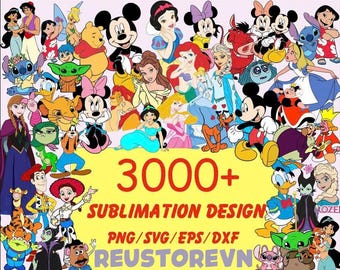 Mega Bundle Dis.ney Character Png/Svg, Cartoon Character Png, Mouse And Friens Png, Princess, Tot Story, Digital Download Sublimation Files