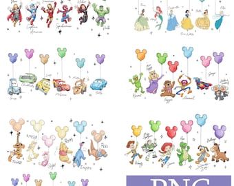 Disney-ballonnen png-bundel, Disney-figuren png, Winnie de Poeh, Toy Story, Disney Trip, The Muppets Show, Disney Stitch png, Disney Family