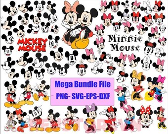 Mouse Friends Mega Bundle Png/Svg, Mic.key Mouse PNG, Min.nie Mouse SVG, Mouse Head Svg, Birthday Mouse, Dis.ney Mouse Png, For Silhouette