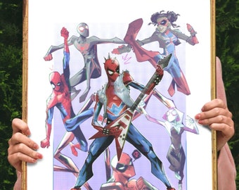Poster "Multiverse Superheroes" DIN A5, Decorazione murale, Disegni originali, Stampe, Poster decorativi, Regali originali, Regali geek