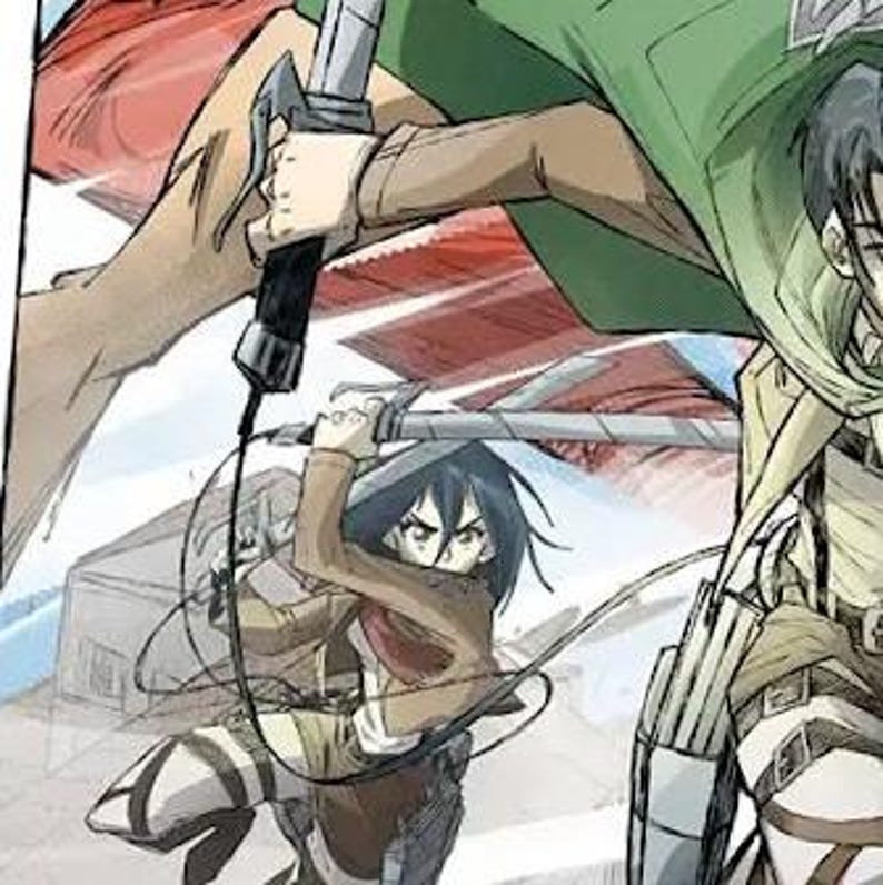 POSTER TITAN-fan art titan anime wall art stampa artistica premium decorazione murale manga regali per adolescenti erenn levii mikkasa arte giapponese poster giapponese A5 immagine 3