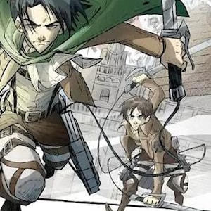 POSTER TITAN-fan art titan anime wall art stampa artistica premium decorazione murale manga regali per adolescenti erenn levii mikkasa arte giapponese poster giapponese A5 immagine 2