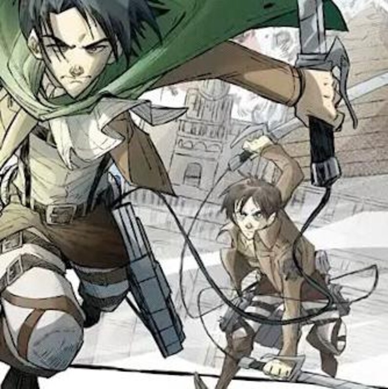 POSTER TITAN-fan art titan anime wall art stampa artistica premium decorazione murale manga regali per adolescenti erenn levii mikkasa arte giapponese poster giapponese A5 immagine 2