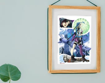 POSTER LIGUE LEGENTS-decorazione stanza jinx videogiochi regali decorazione adolescenti bambini lol modernista fan art disegni illustrazione poster