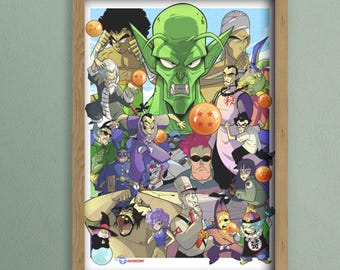 POSTER VILLAINS ANIME-Dragon Din A5, Poster decorazione stanza casa regali originali adolescenti otaku manga anime giapponese, Palla, arte giapponese, Goku