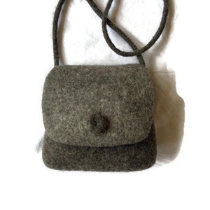Natural wool seamless felted crossbody bag