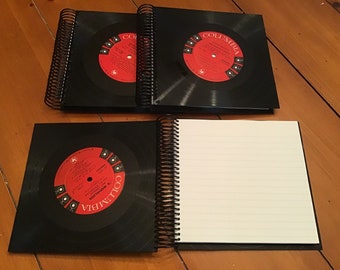 Matching VINYL RECORD Notebook/Journal/Diary Set of 3