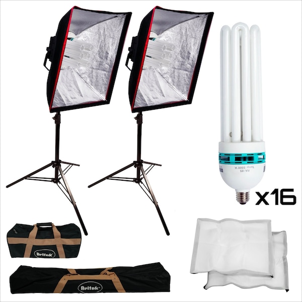 Set of 2 - 3840W Light Bank Kit with Large 39"x39" Softboxes and Heavy Duty Steel 9' Stands for Photography, Videography, Studio
