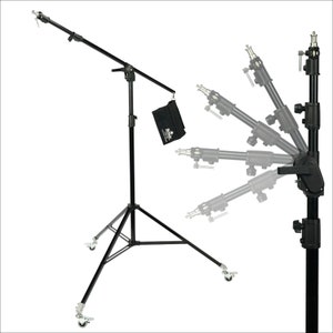 Heavy Duty 11 ft Boom Stand with Locking Caster Wheels and Boom Bag - Durable Steel Construction - Quick Switch from Stand to Boom