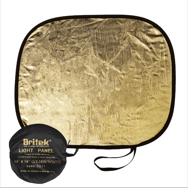 15" x 18" Gold & White Reflector Light Panel for Photography, Studio - Folds into 6"x6" - Included Carrying Bag