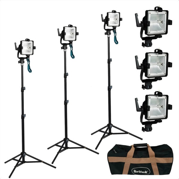 Vintage 900W Ultra Compact Photography Studio Light Kit 2700K Warm Lighting CRI 99 with (3) 24"x24" Softboxes and (3) 60" Light Stands