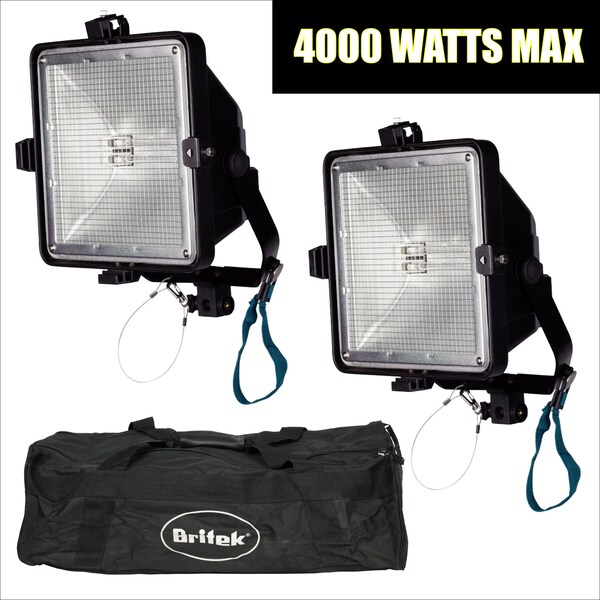 2400 W Britek Studio Flood Lights w/ Bag - Ultra Bright, Sun-Like Color Accuracy