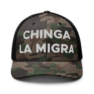 China La Migra Hat (Embroidered Camouflage Trucker Cap)