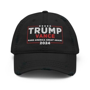 Trump Vance 2024 Make America Great Again Hat (Embroidered Distressed Dad Cap)
