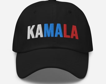 Kamala Weiß Blau Rot Mütze (Embroidered Dad Cap)