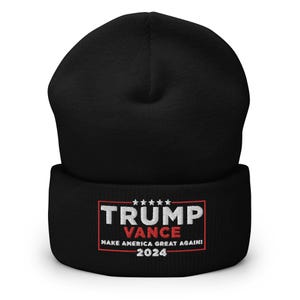 Trump Vance 2024 Make America Great Again Hat (Embroidered Cuffed Beanie)
