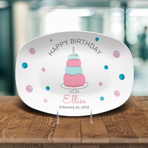 Personalized Birthday Cake Platter, Customized Plate With Name, 1st Birthday Platter, Gift For Kids Boys And Girls, First Bday Birth Date
