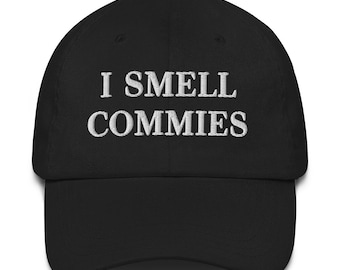 Anti- Communism Dad Cap, Anti- Communism Embroidered Hat, I Smell Commies, Ronald Regan Meme Hat