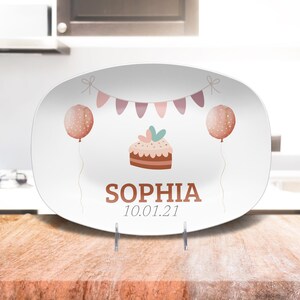Customized Birthday Gift, Customized Birthday Platter With Name And Birthdate, Custom Girl Birthday Cake Plate, Pastel Birthday Keepsake