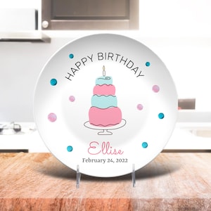 Personalized Birthday Cake Plate, Customized Plate With Name, 1st Birthday Plate, Gift For Kids Boys And Girls, First Bday Birth Date Gift