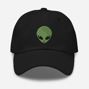 Alien-Hut (bestickte Dad-Kappe) Großer Kopf Grüner Aliens-Hut