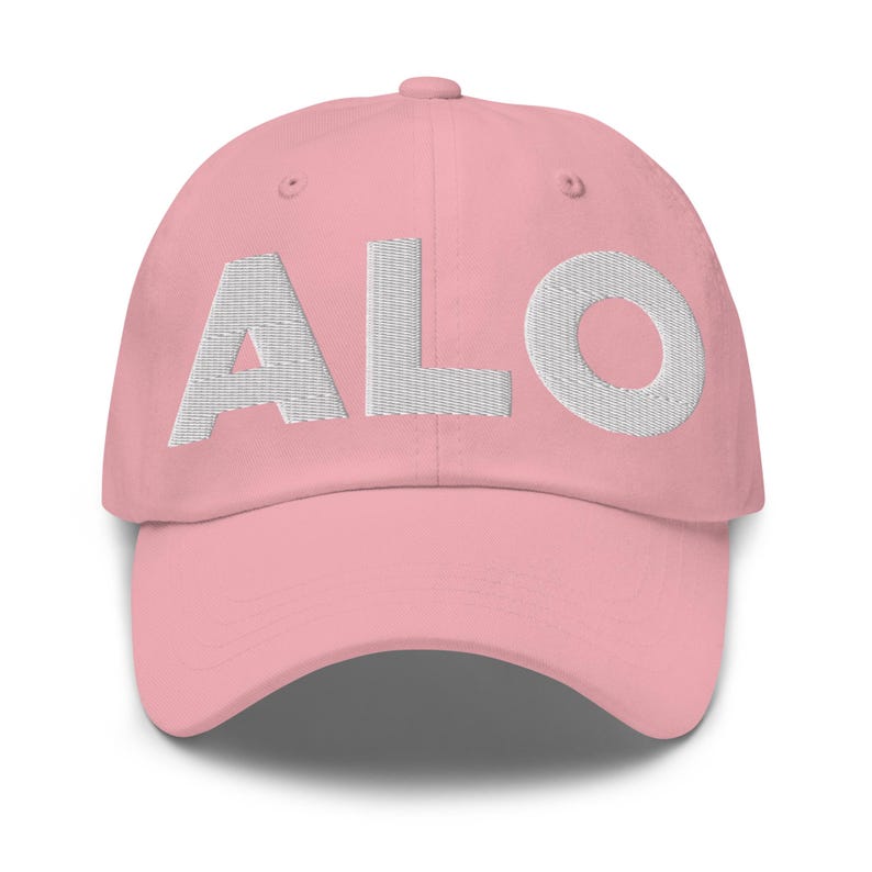 ALO Waterloo Airport Hat (Embroidered Dad Cap) Flying to ALO Waterloo Air Port Merchandise, From ALO Waterloo Travel Lover Pink
