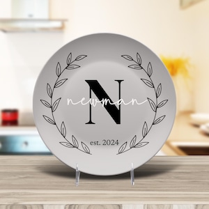 Minimalist Personalized Family Name Plate, Custom Elegant Gift For Newlywed Couple, Unique Wedding Gift, Large Letter Last Name Gift