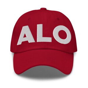 ALO Waterloo Airport Hat (Embroidered Dad Cap) Flying to ALO Waterloo Air Port Merchandise, From ALO Waterloo Travel Lover Cranberry