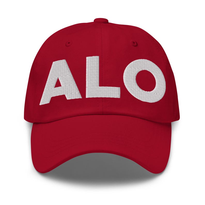 ALO Waterloo Airport Hat (Embroidered Dad Cap) Flying to ALO Waterloo Air Port Merchandise, From ALO Waterloo Travel Lover Cranberry