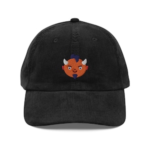 Kawaii Devil Hat (Embroidered Vintage corduroy cap) Cute Halloween Hats