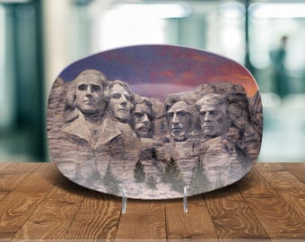 Donald Trump Mount Rushmore Platter, President Trump on Mt Rushmore National Memorial Large Serving Plate, Donald Trump Fan Gift Idea