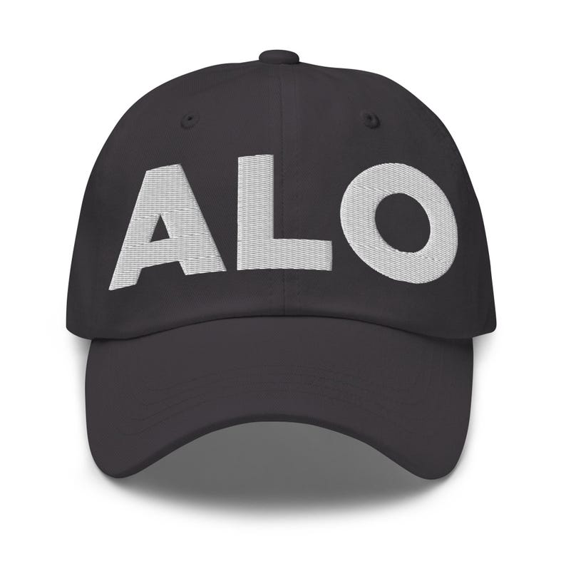 ALO Waterloo Airport Hat (Embroidered Dad Cap) Flying to ALO Waterloo Air Port Merchandise, From ALO Waterloo Travel Lover Dark Grey