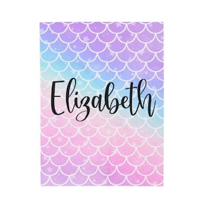 Personalized mermaid blanket and pillowcase  bundle, pastel mermaid design, birthday gift, Christmas gift, personalized gift for kids girls,