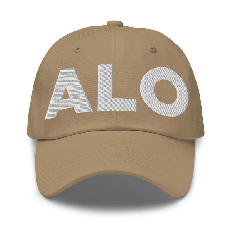 ALO Waterloo Airport Hat (Embroidered Dad Cap) Flying to ALO Waterloo Air Port Merchandise, From ALO Waterloo Travel Lover Khaki