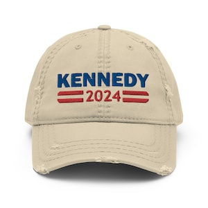 Kennedy 2024 Hat (Embroidered Distressed Dad Cap), RFK JR For President 2024 Merch, RFK 2024 Cap, Robert F Kennedy Presidential Campaign