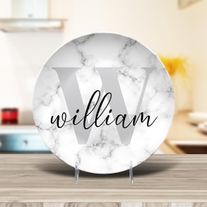 Personalized  Wedding Plate, Custom Monogrammed Decorative Plate, Wedding Gift, Engagement Gift, New Home Gift Ceramic Platter, marble minim