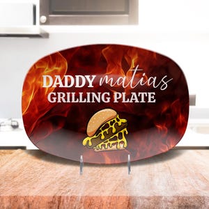 Personalized Grilling Plate Father&#39;s Day Gift, Gift For Dad Daddy Papa Grandpa Daddy&#39;s Grilling Plate, Gift For Him, Grillmaster BBQ Platter