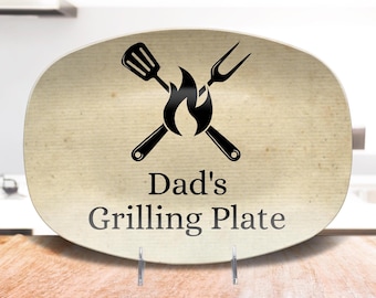 BBQ Grilling Platter Personalized Serving Tray, Custom Father&#39;s Day BBQ Gifts, Grilling Plate, Gifts for Him, Large Barbeque Serving Plate