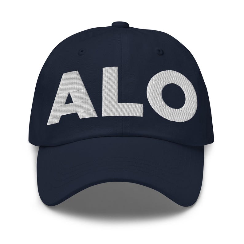 ALO Waterloo Airport Hat (Embroidered Dad Cap) Flying to ALO Waterloo Air Port Merchandise, From ALO Waterloo Travel Lover Navy