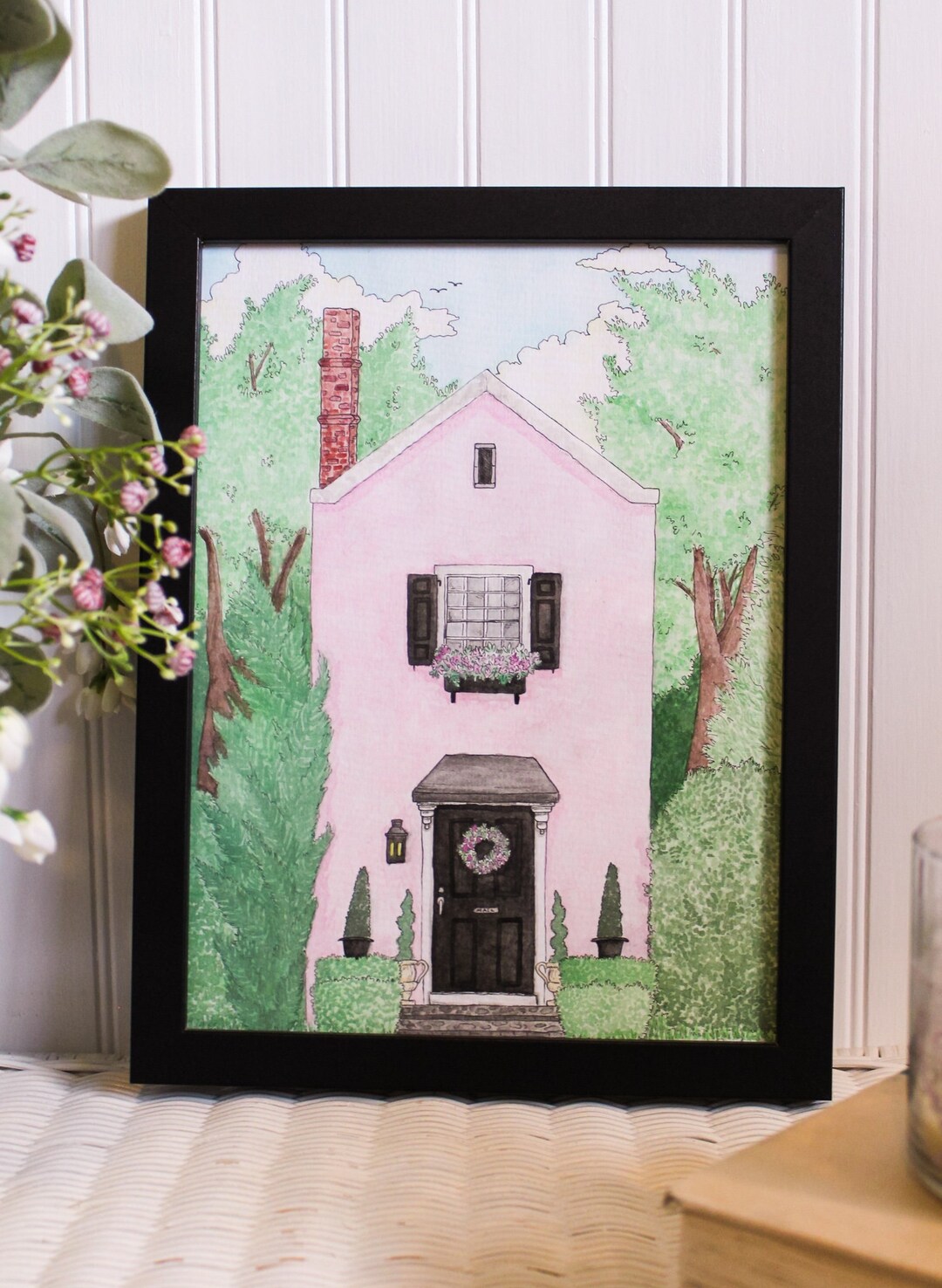 Pink House - Watercolor Painting - Art Print - Etsy
