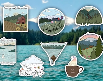 PNW Stickers - Pacific Northwest Washington Themed Stickers - Nature