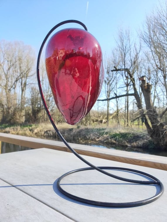 Large Glass Heart With Stand - Etsy