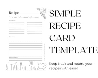 ¡Plantilla de página completa de tarjeta de receta simple para grabar recetas!