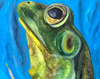Brulkikker originele aquarel schilderij afdrukken