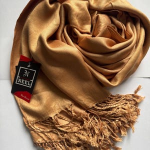 Luxury Antique  Gold Pashminas Wrap Shawl Soft Tassel Scarf