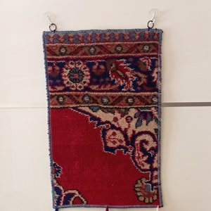 Alfombra bohemia para colgar en la pared, decoración artística con tapiz vintage, alfombra étnica turca tejida a mano para el pasillo con flecos, alfombra de regalo única WH 16&quot; x 28&quot;